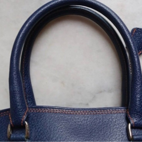 Mario Hernandez Blue pebbled leather domed satchel - Picture 3 of 5